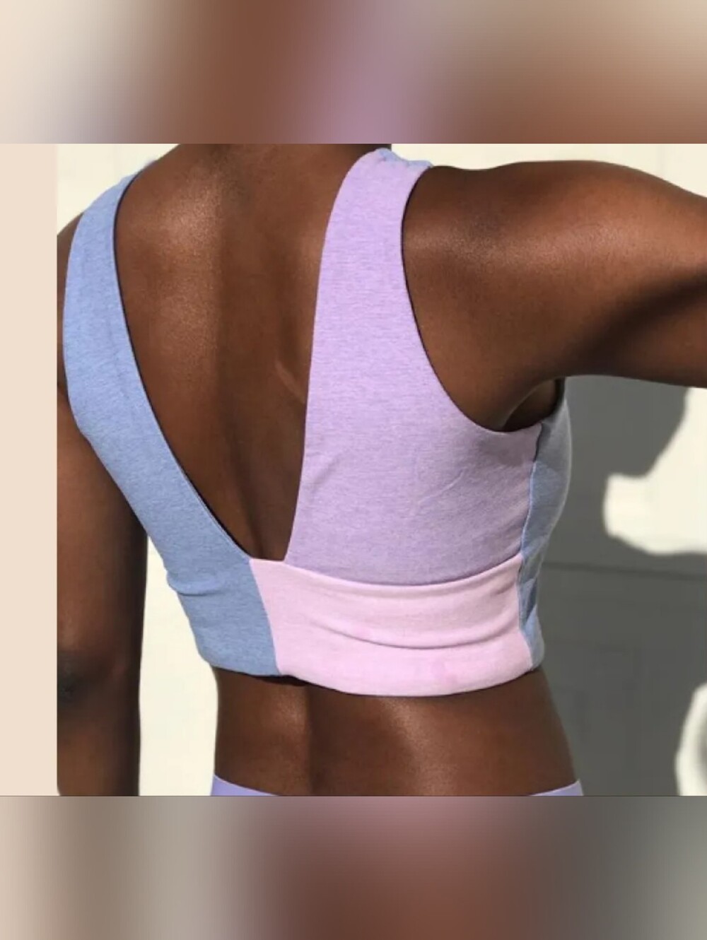 Venus Outdoor Voices Colorblock Athletic Crop Top in Pastel Blue, Lilac & Pink